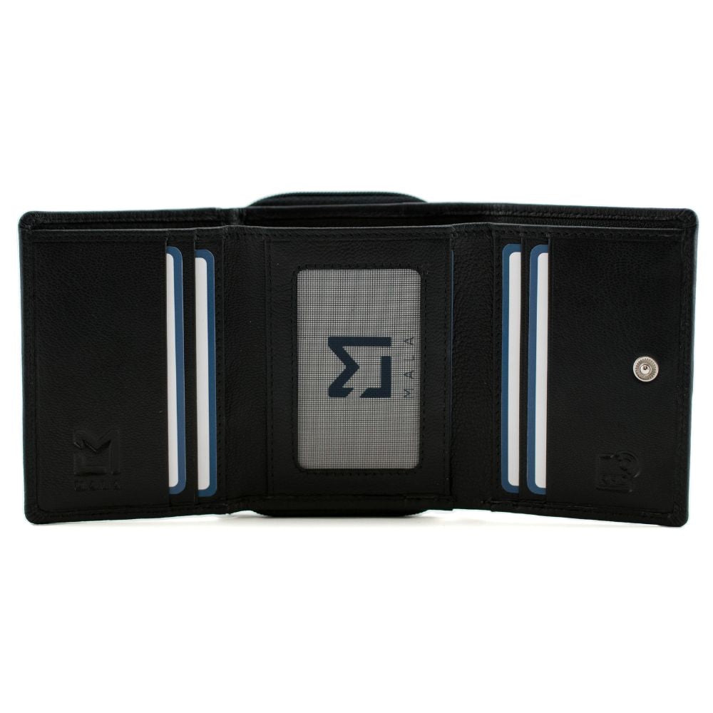 Mala Leather Callum The Cow Med Tri Fold - Black