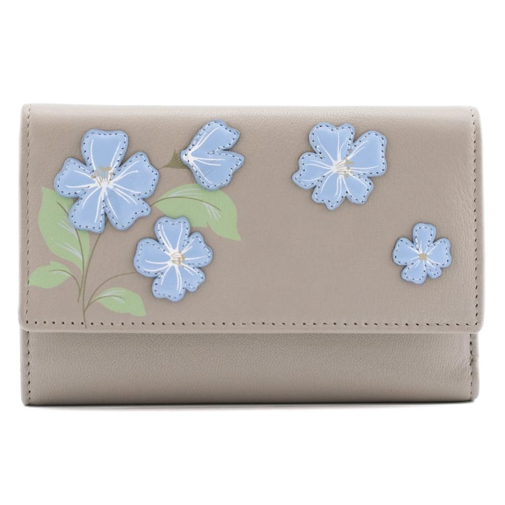 Mala Leather Grey Sakura Large Tri fold purse - Old Railway Line Garden Centre