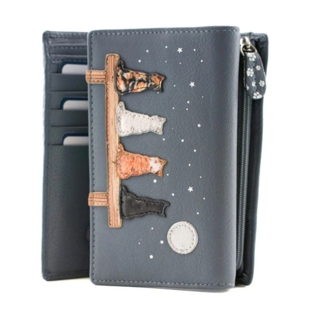 Mala Leather Midnight Large Tri Fold Purse- Denim
