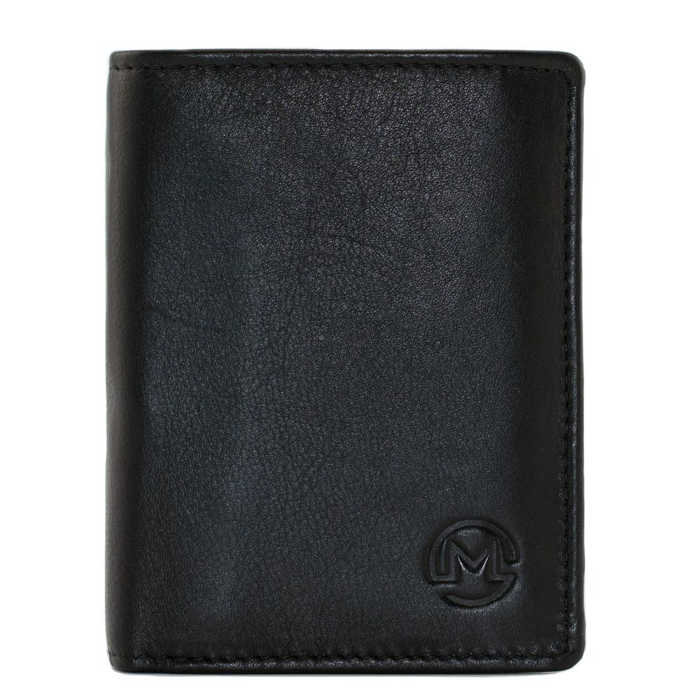Mala Leather Origin Plain Leather Compact Shirt Wallet With Coin Pocket - Black