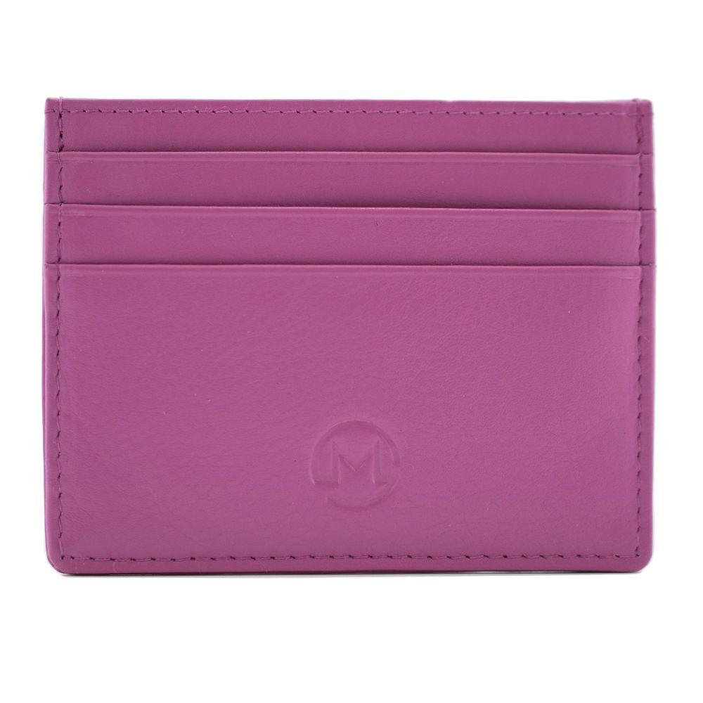 Mala Leather Origin Plain Leather Card Holder With Zip Pocket - Pink
