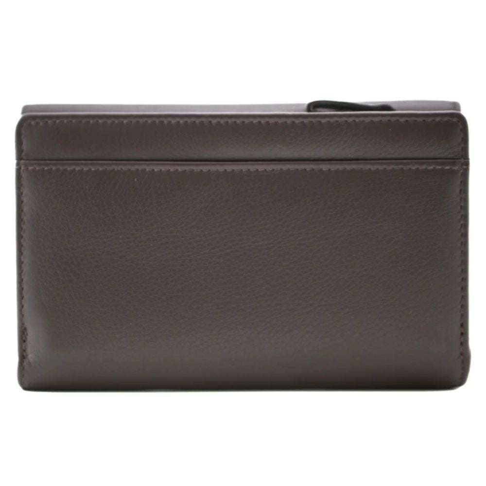 Mala Leather Stable Row Large Leather Tri fold Purse -Brown