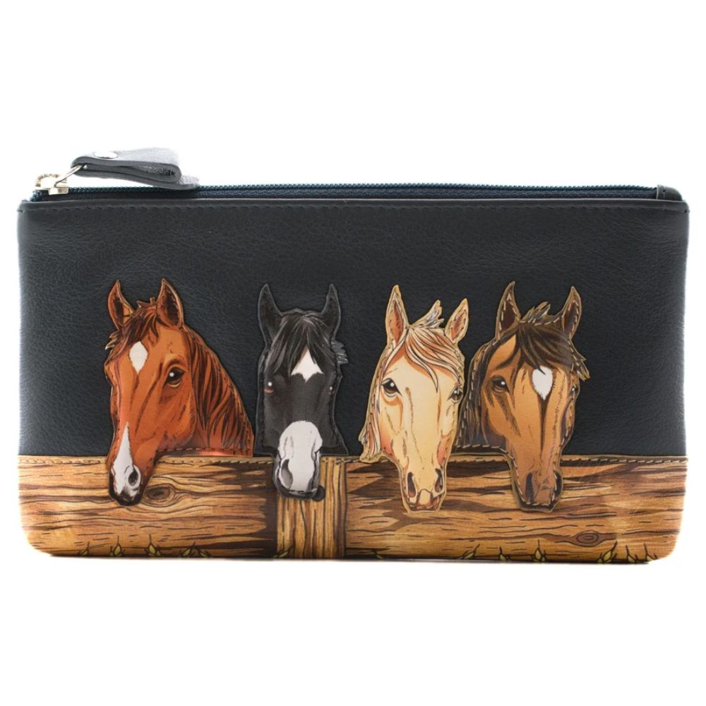 Mala Leather Stable Row Leather Zip Top Glasses Case Navy