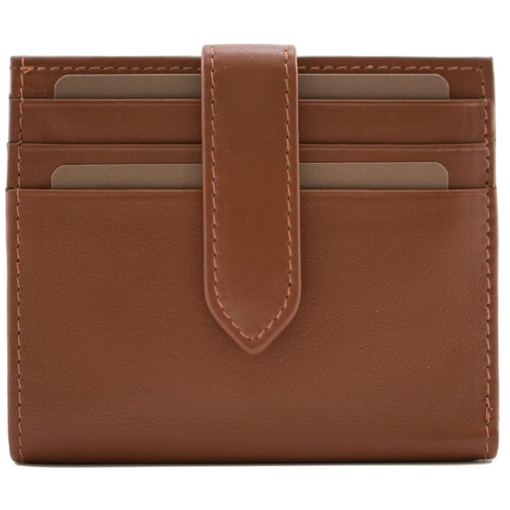 Mala Leather Tan Origin Plain Leather Tabbed Card & Note Holder - Old Railway Line Garden Centre