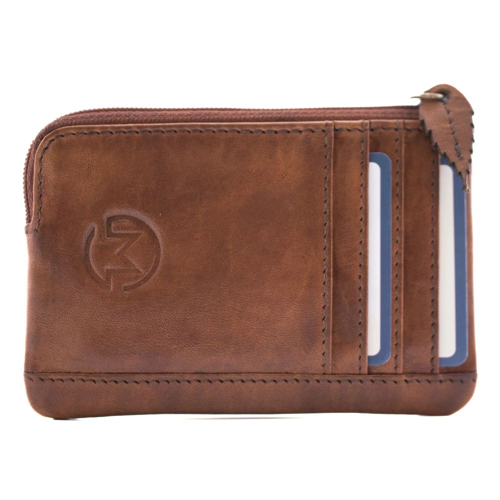 Mala Leather Wild Bloom Classic Tan Leather Coin & Card Purse