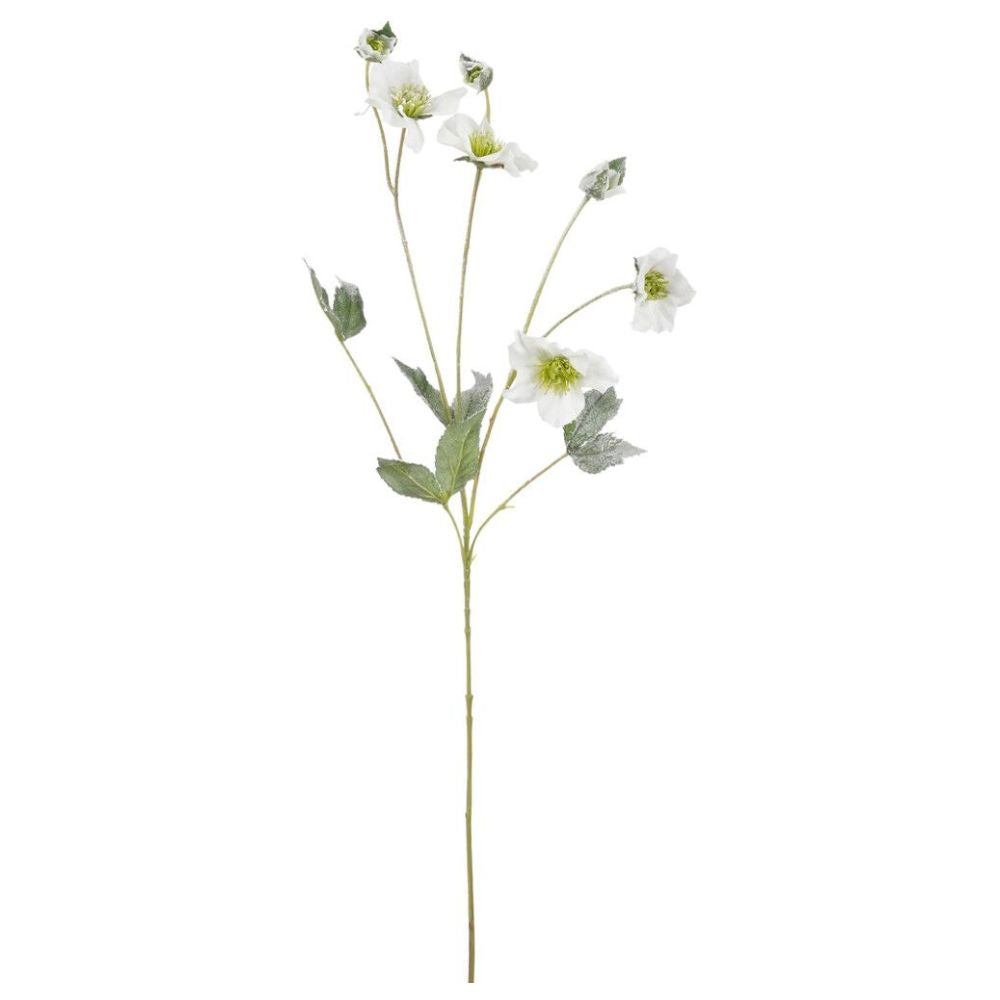 Mica 76cm Silk Helleborus White Artifical Stem