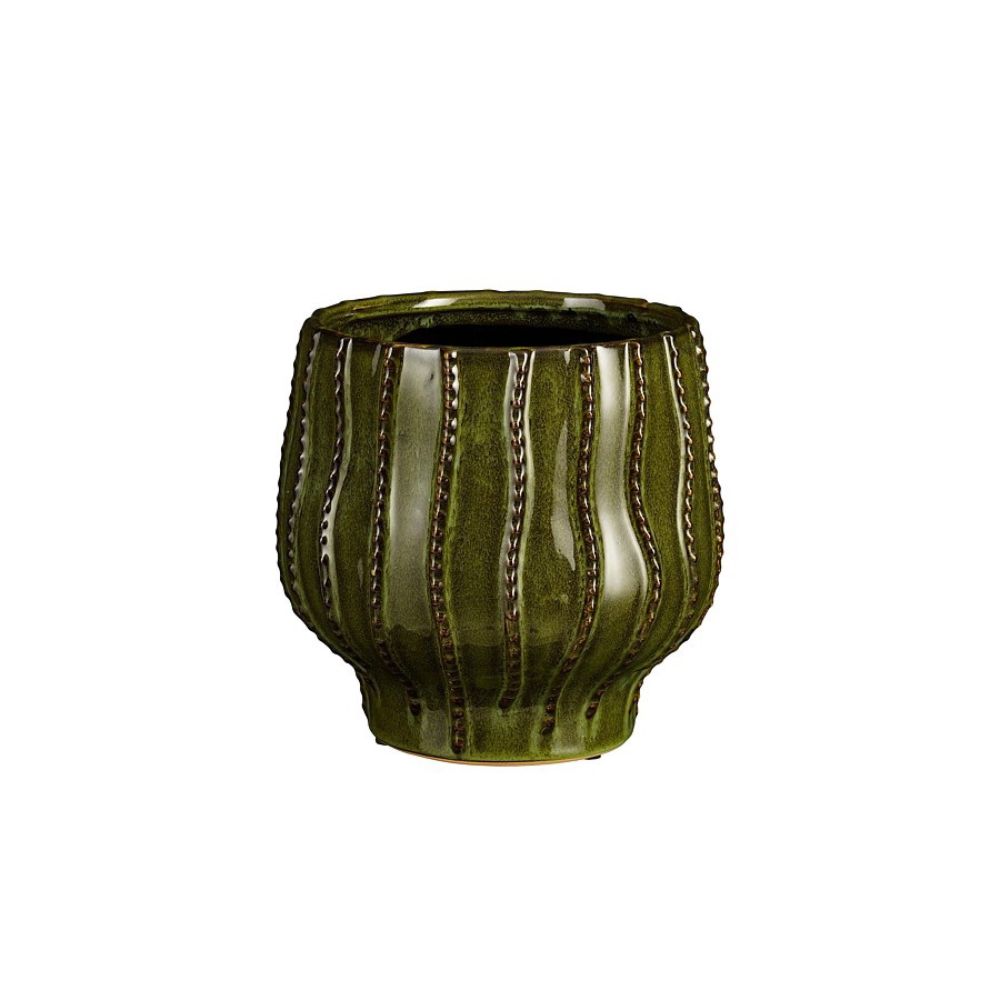Mica Decorations 11.5cm Green 'Cathy' Ceramic Pot
