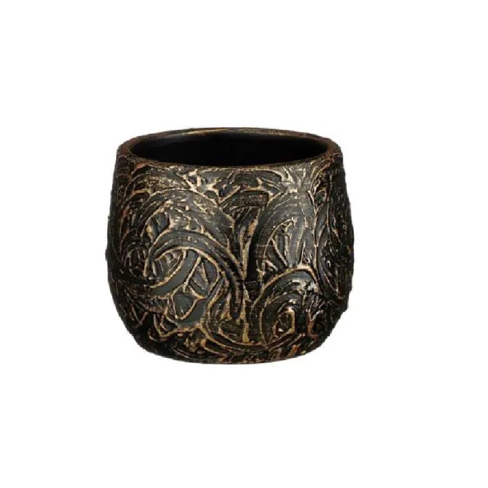 Mica Decorations 16.5cm Decorative Antiique Gold Arthur Pot - Old Railway Line Garden Centre