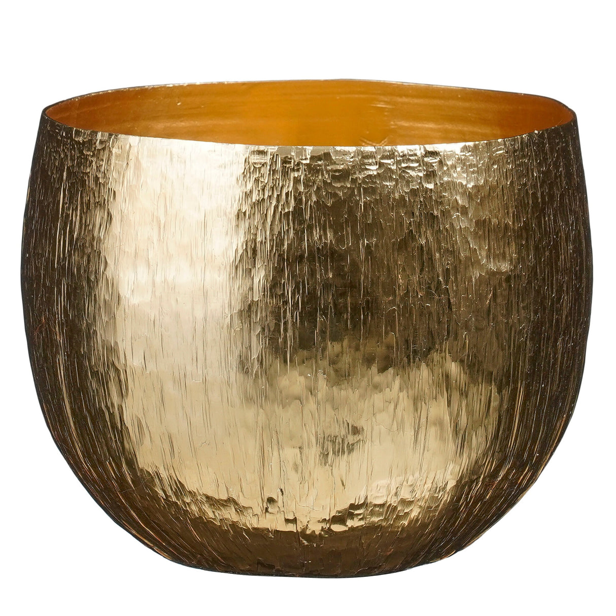 Mica Decorations 19cm Gold Metal House Pot