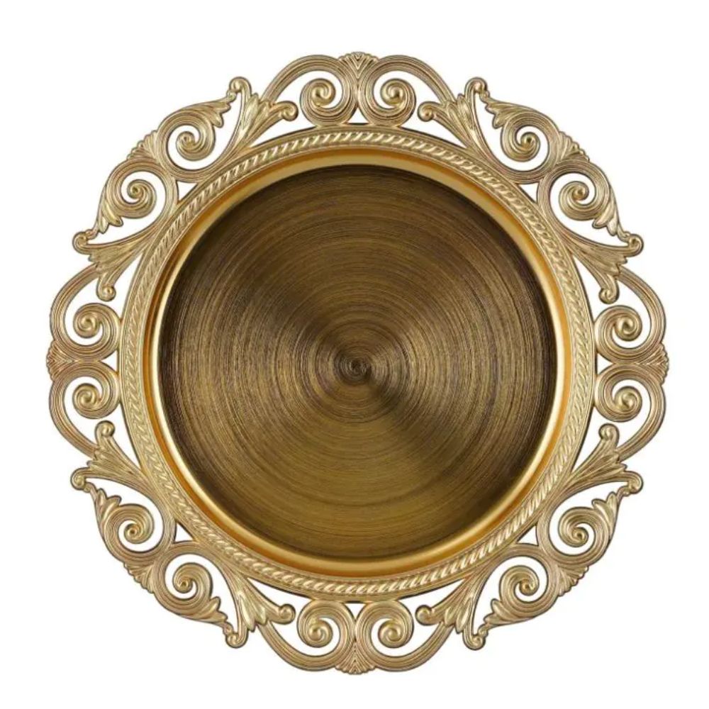 Mica Decorations 32.5cm Gold Plastic Decorative Plate