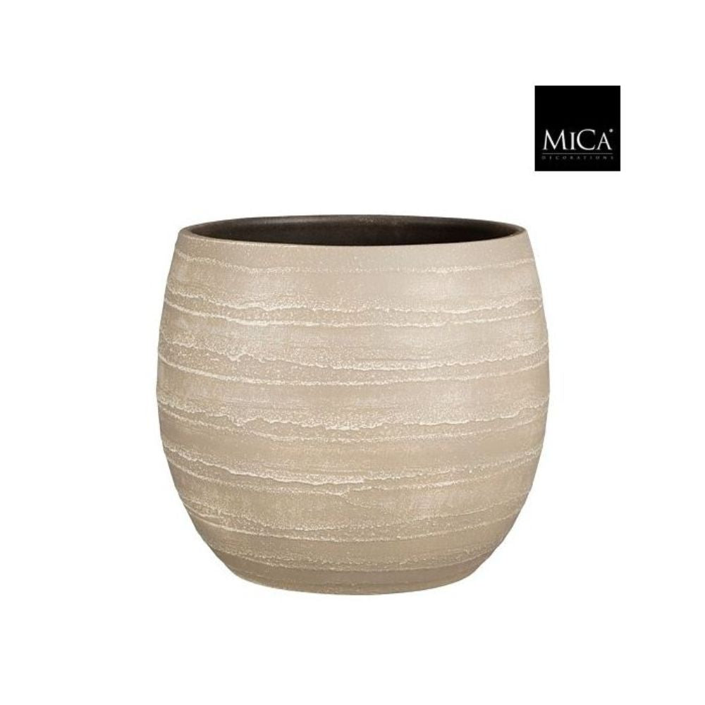Mica Decorations Alentejo Pot Round Beige - H28 x D30cm