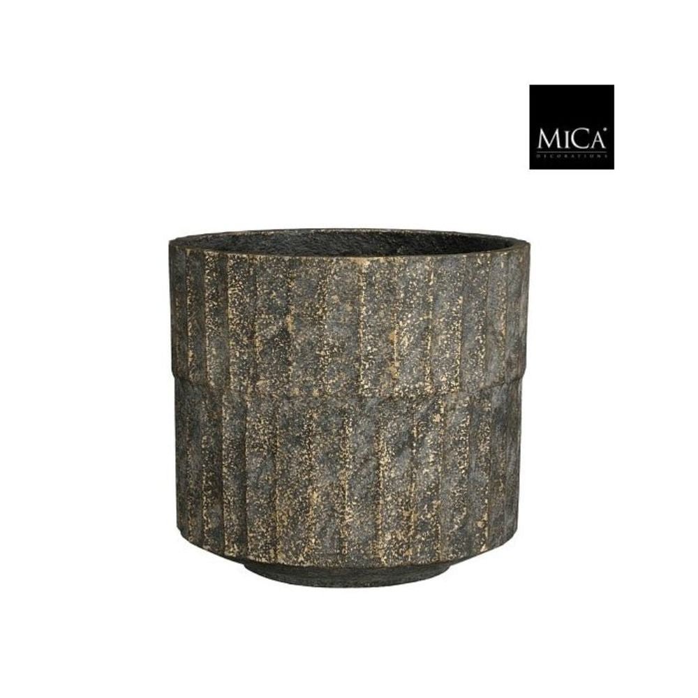Mica Decorations Apiro Pot Round Black - H22 x D24.5cm