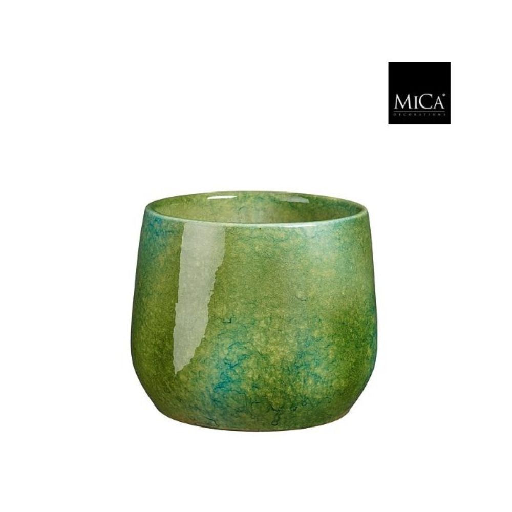 Mica Decorations Hugo Pot Round Green - H17 x D19cm