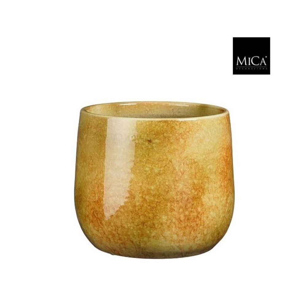 Mica Decorations Hugo Pot Round Ochre - H21 x D22cm