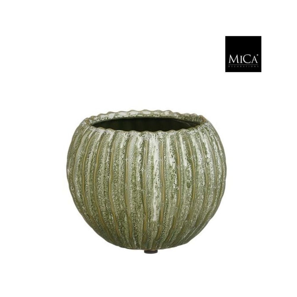 Mica Decorations Jovi Pot Round Green H11.5xD14.5cm