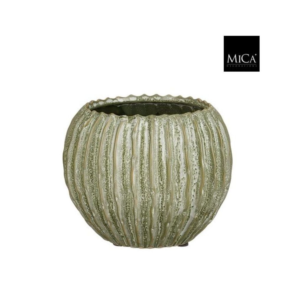 Mica Decorations Jovi Pot Round Green - H13.5xD16.5cm