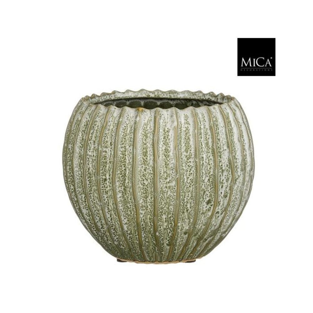 Mica Decorations Jovi Pot Round Green - H15.5xD19cm