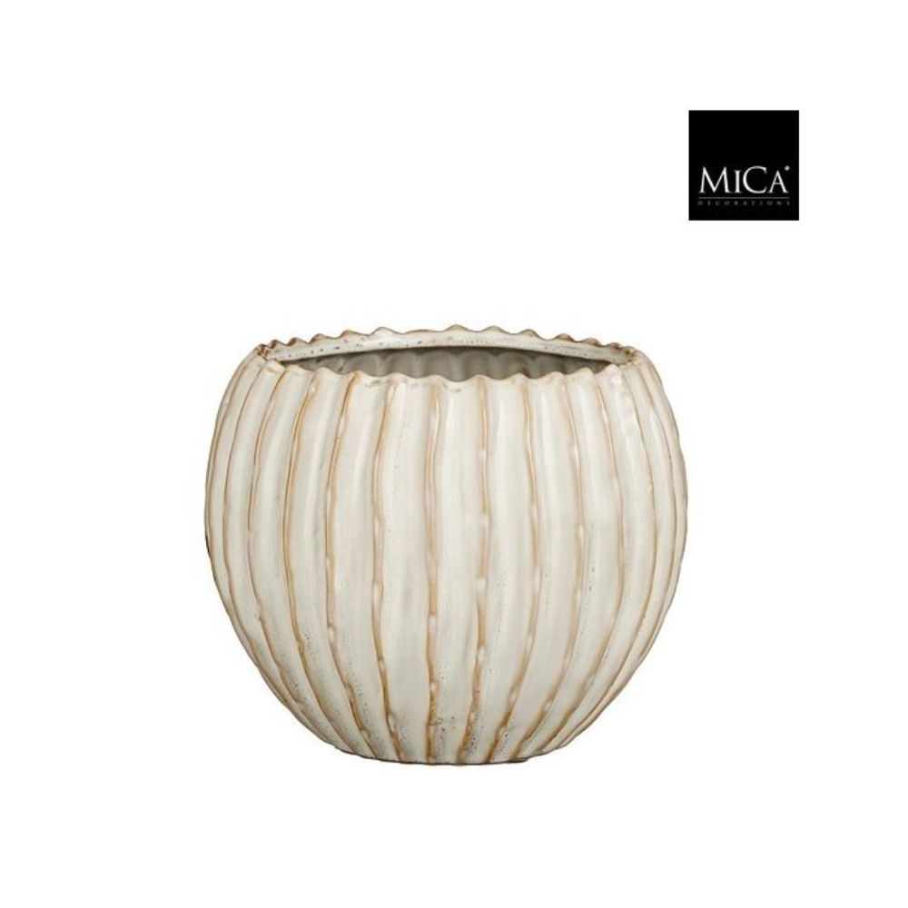 Mica Decorations Jovi Pot Round White H15.5xD19cm