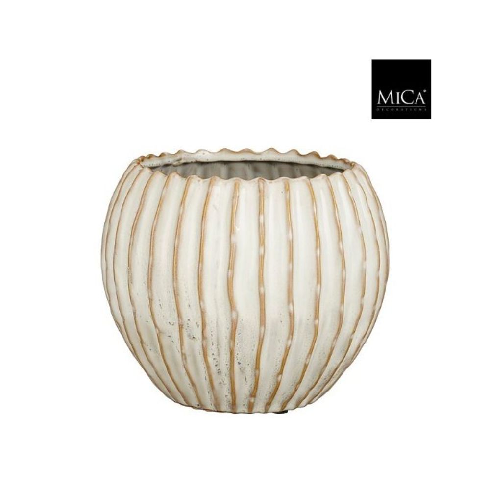Mica Decorations Jovi Pot Round White H17.5xD22cm