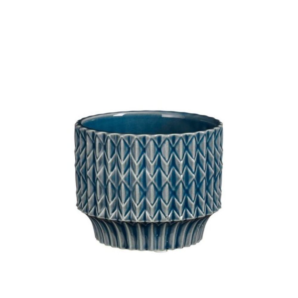 Mica Decorations Lauria Pot Round Blue - H9 x D10.5cm