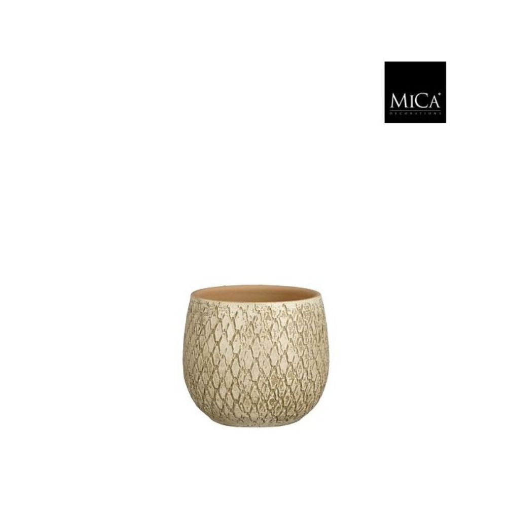 Mica Decorations Madeira Pot Round Cream - H14 x D14cm