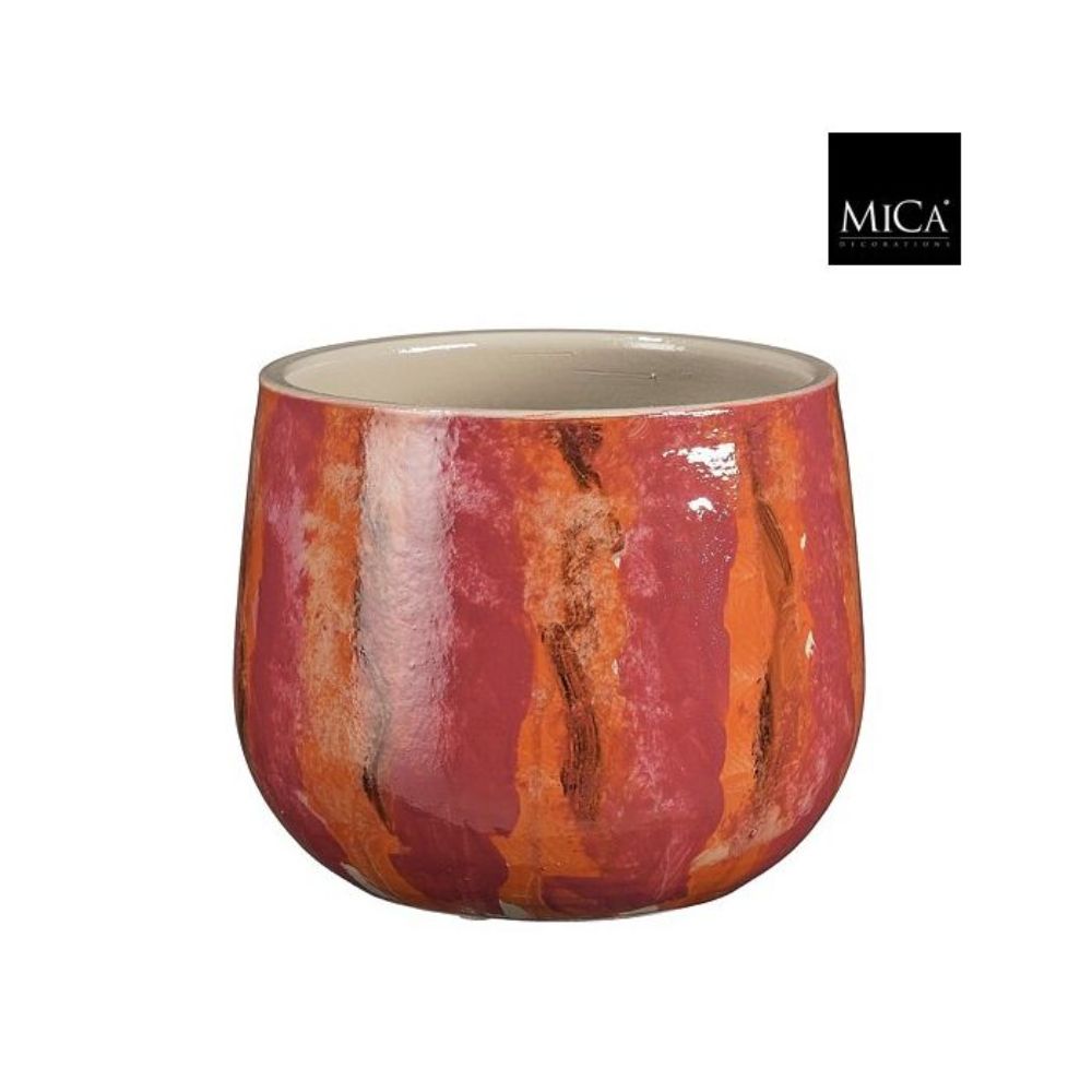 Mica Decorations Nigel Pot Round Dark Pink H15 x D17cm