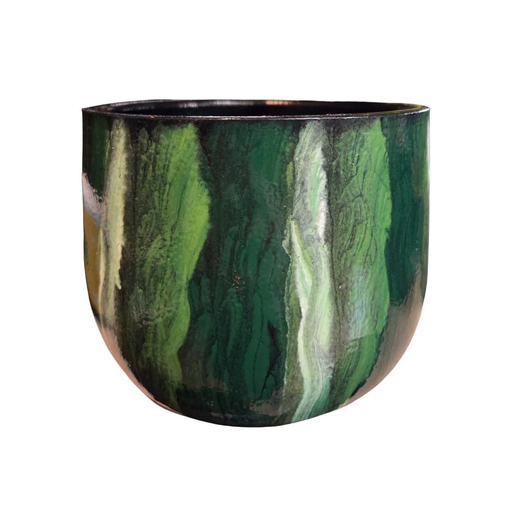 Mica Decorations 28cm Nigel Round Glazed Pot - Green