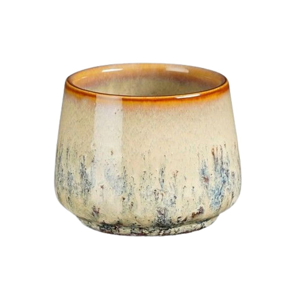 Mica Decorations 7cm Round Glazed Plant Pot - Beige