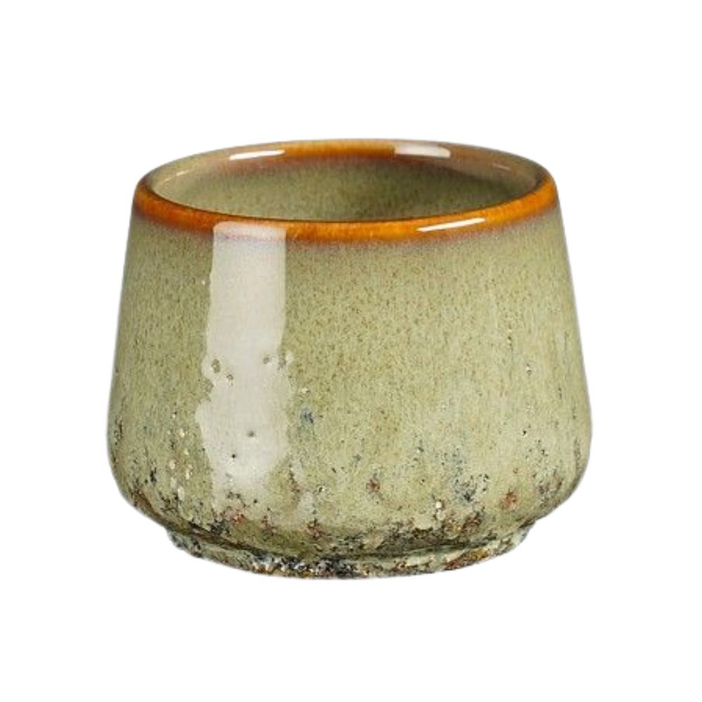 Mica Decorations 7cm Round Glazed Plant Pot - Green