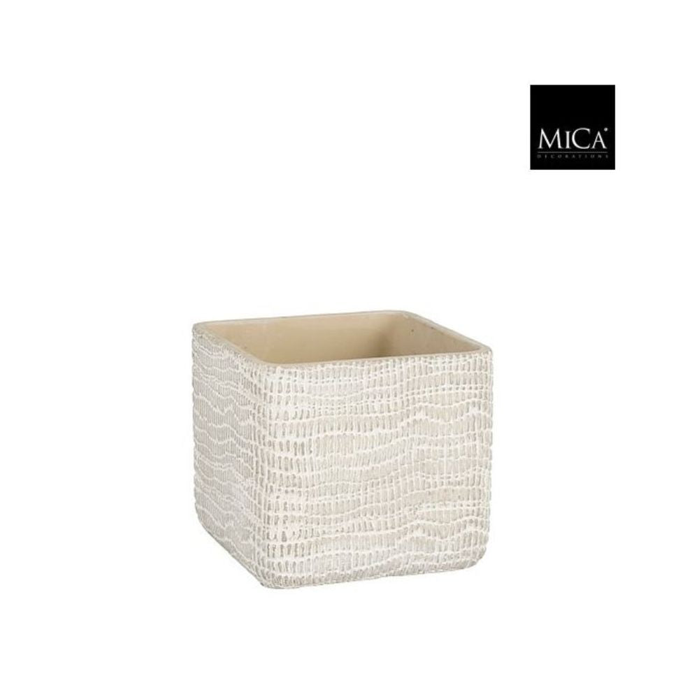 Mica Decorations Siri Pot Square Light Grey - L14 x W14 x H12,5cm