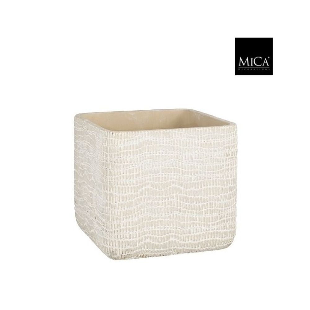 Mica Decorations Siri Pot Square Light Grey - L17.5 x W17.5 x H16cm