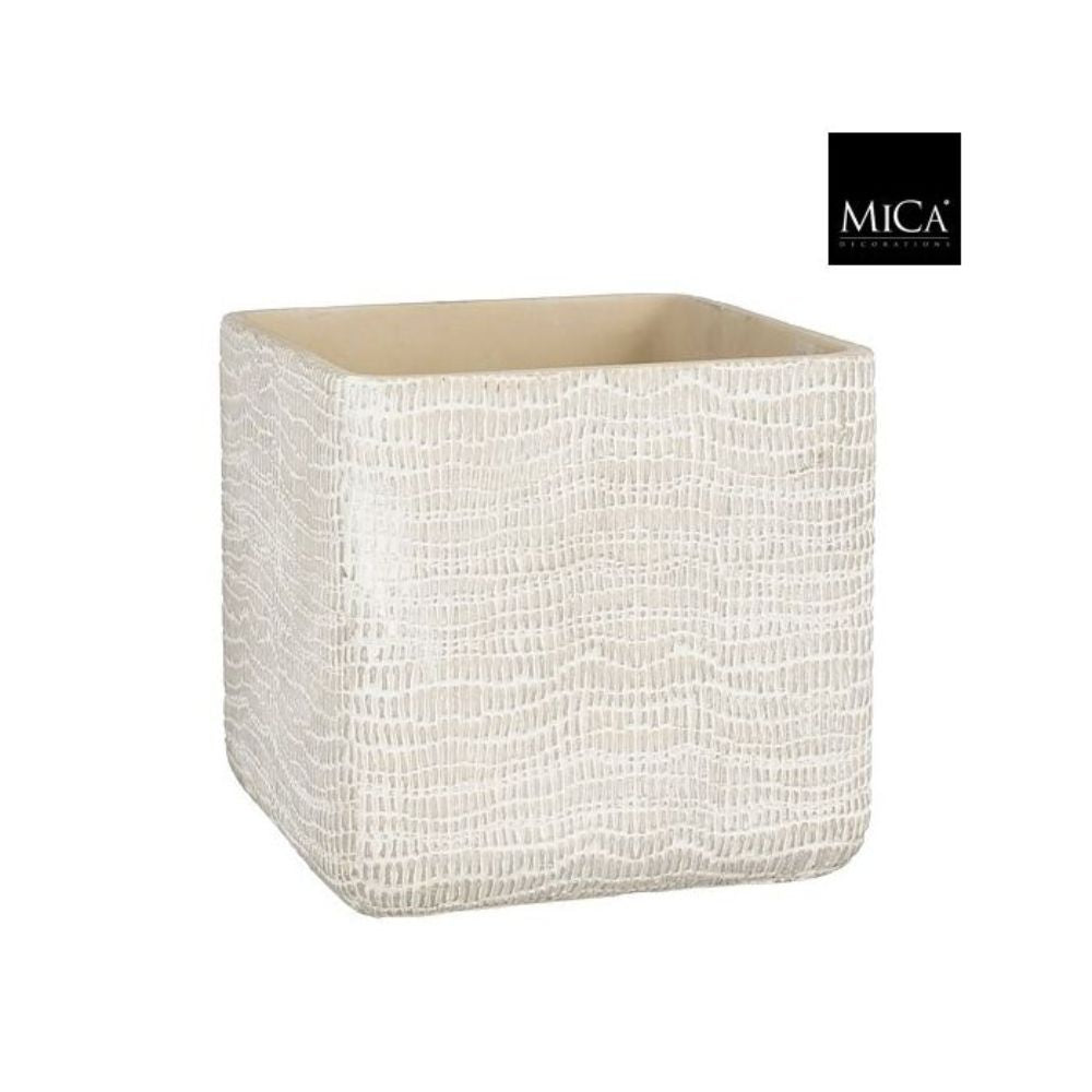 Mica Decorations Siri Pot Square Light Grey - L19.5 x W19.5 x H18.5cm