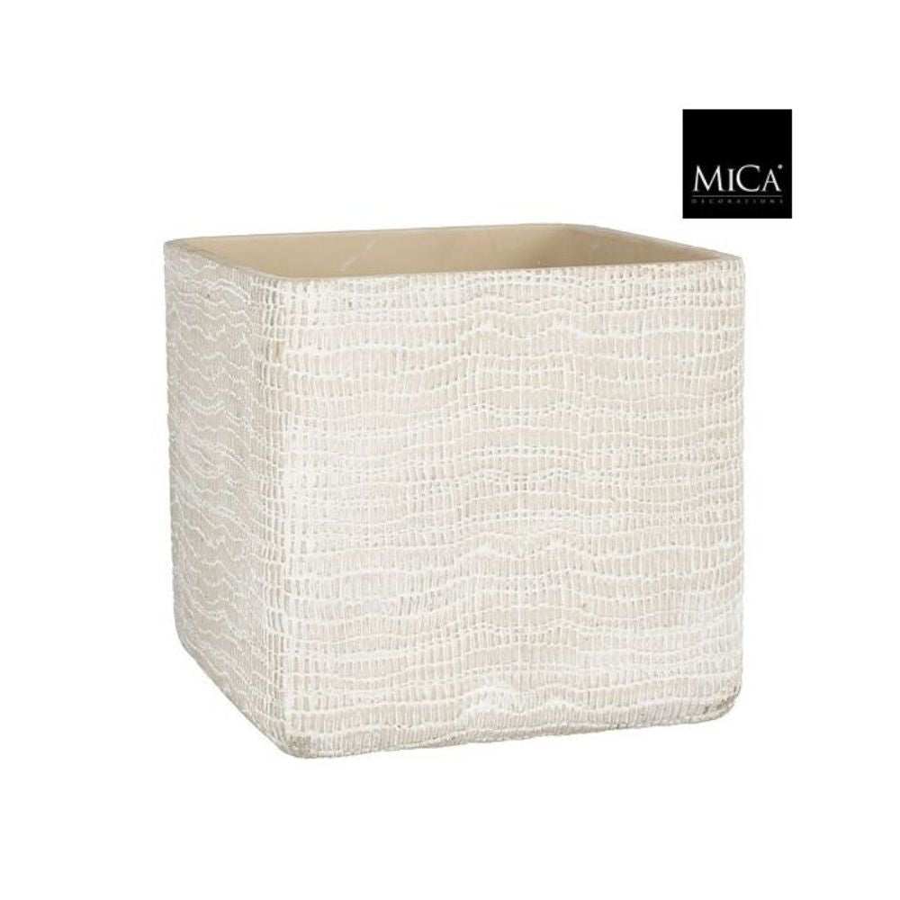 Mica Decorations Siri Pot Square Light Grey - L21.5 x W21.5 x H20.5cm