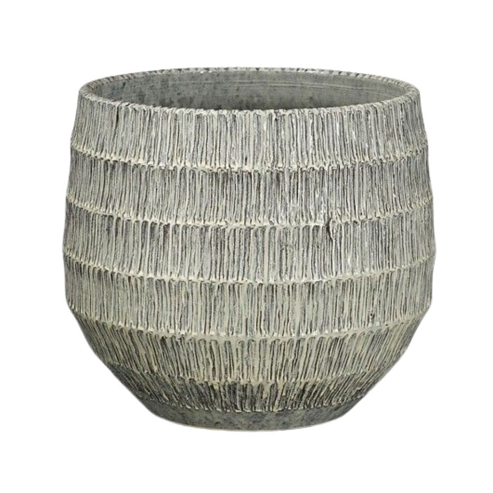 Mica Decorations 21cm Tobias Round Textured Plant Pot - Off White