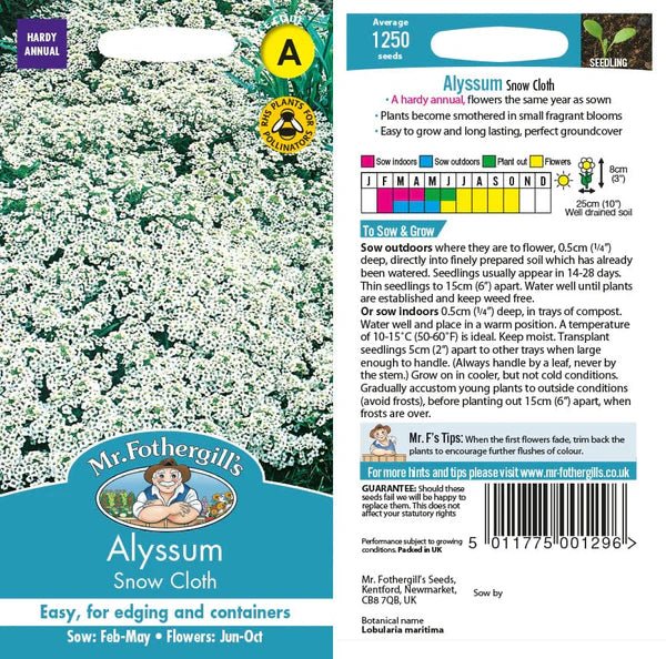 Mr Fothergills Alyssum Snow Cloth Seeds - Old Railway Line Garden Centre