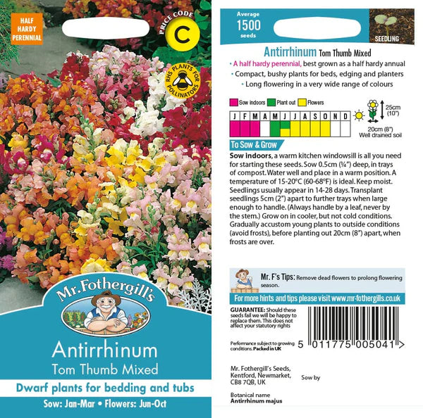 Mr Fothergills Antirrhinum Tom Thumb Mixed Seeds