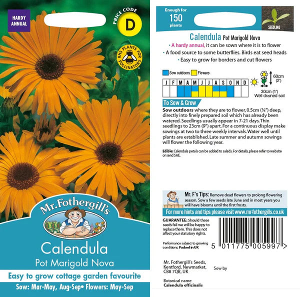 Mr Fothergills Calendula Pot Marigold Nova Seeds
