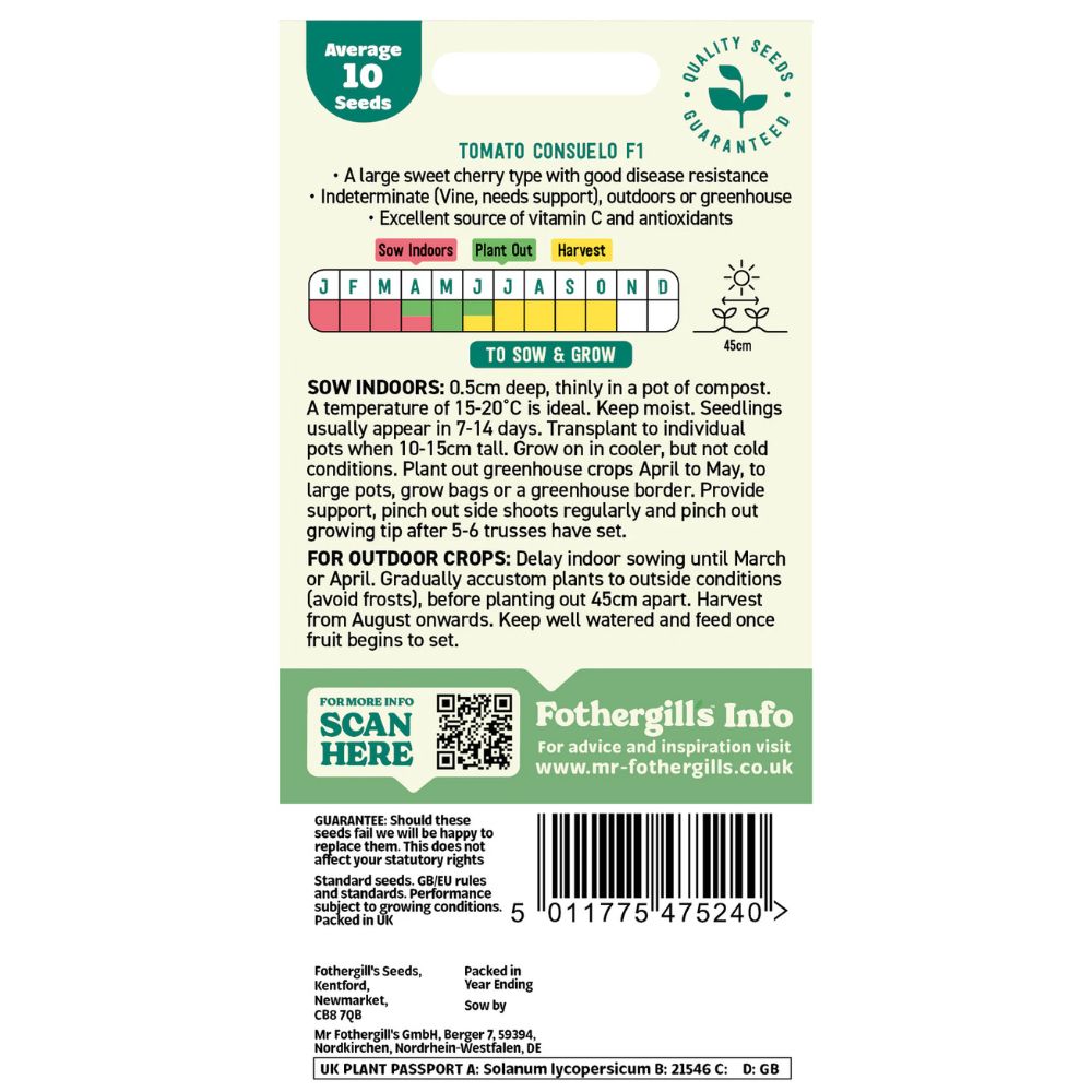 Mr Fothergill's Tomato (Cherry) Consuelo F1 Vegetable Seeds