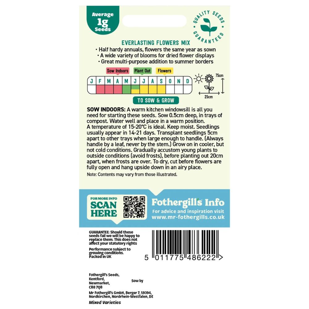 Mr Fothergill's Everlasting Flowers Mix Seeds