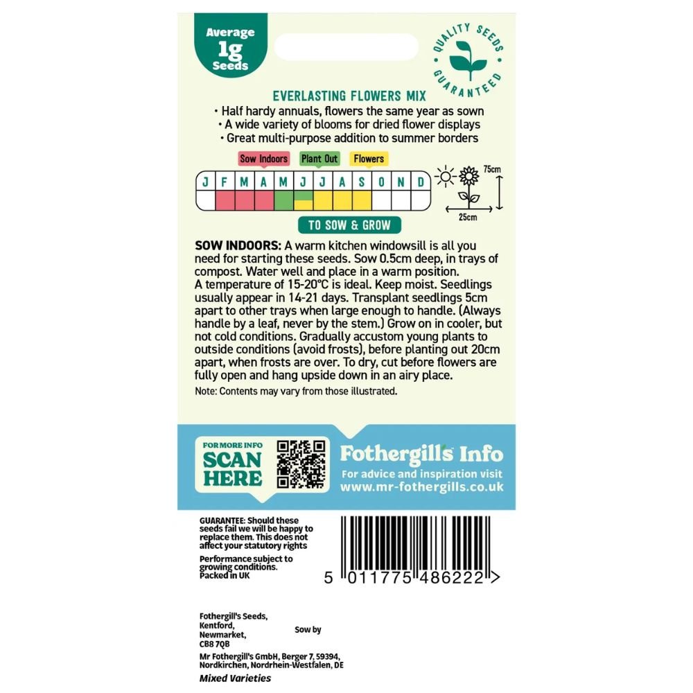 Mr Fothergill's Everlasting Flowers Mix Seeds - Old Railway Line Garden Centre