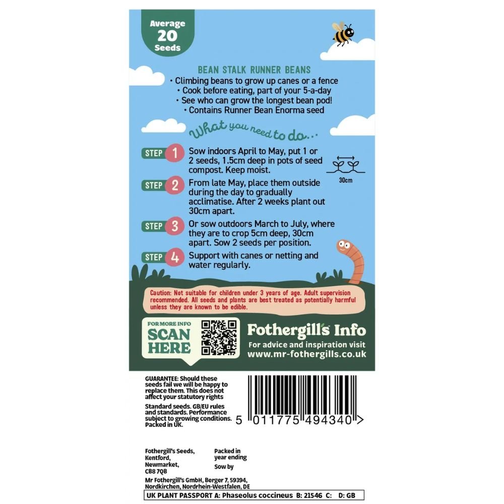 Mr Fothergill's Little Gardeners Beanstalk Runnerbean Seeds - Old Railway Line Garden Centre