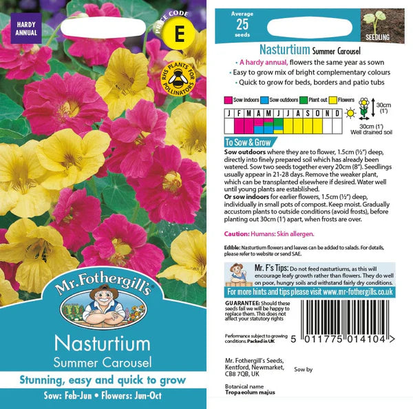 Mr Fothergills Nasturtium Summer Carousel Seeds