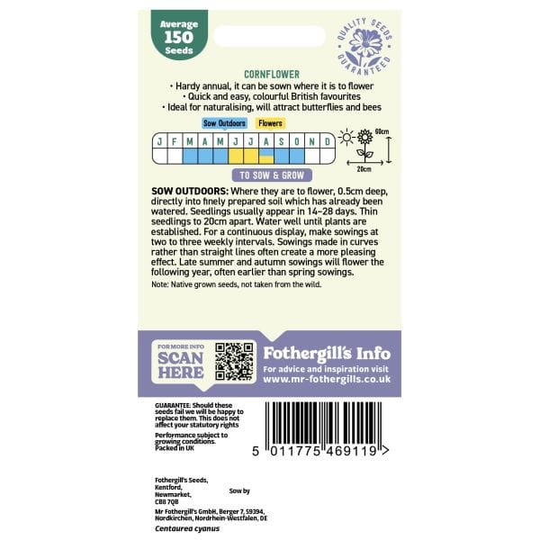 Mr Fothergill's Nature's Helpers Wild Cornflower Seeds