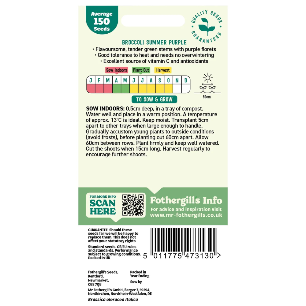 Mr Fothergill's Broccoli (Sprouting) Summer Purple Seeds