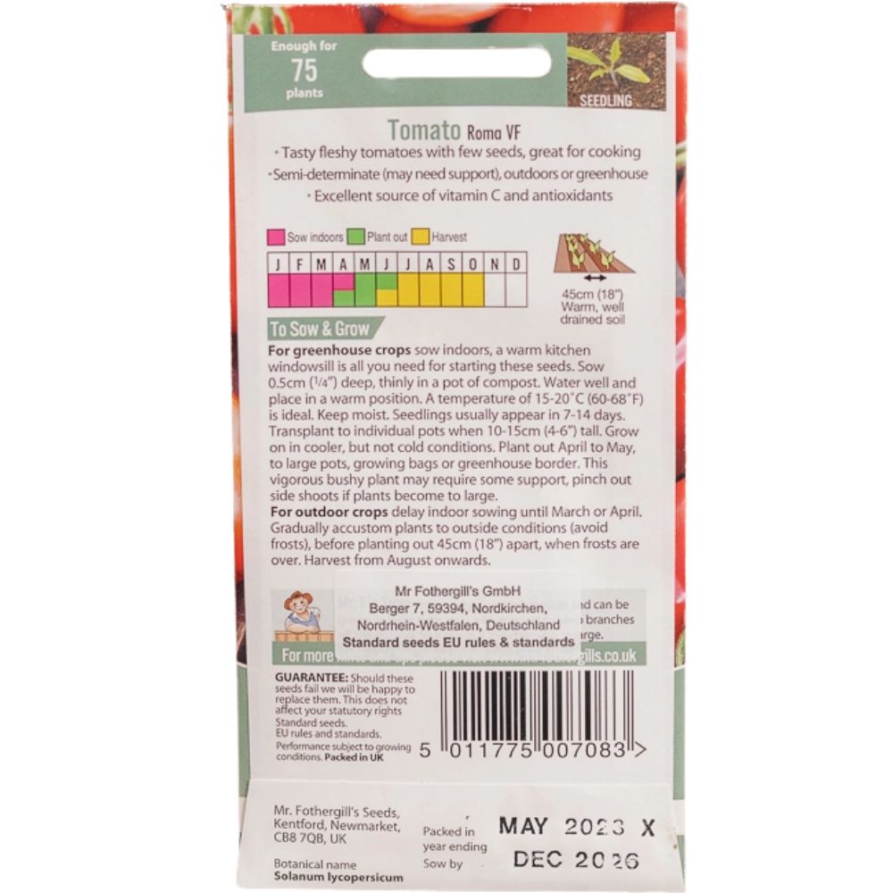 Mr Fothergill's Tomato (Plum) Roma VF Seeds