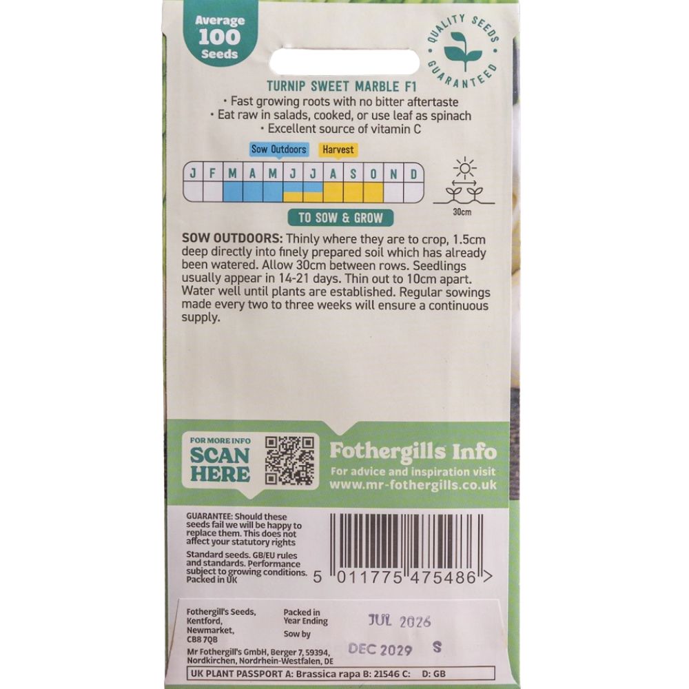 Mr Fothergill's Turnip Sweet Marble F1 Seeds