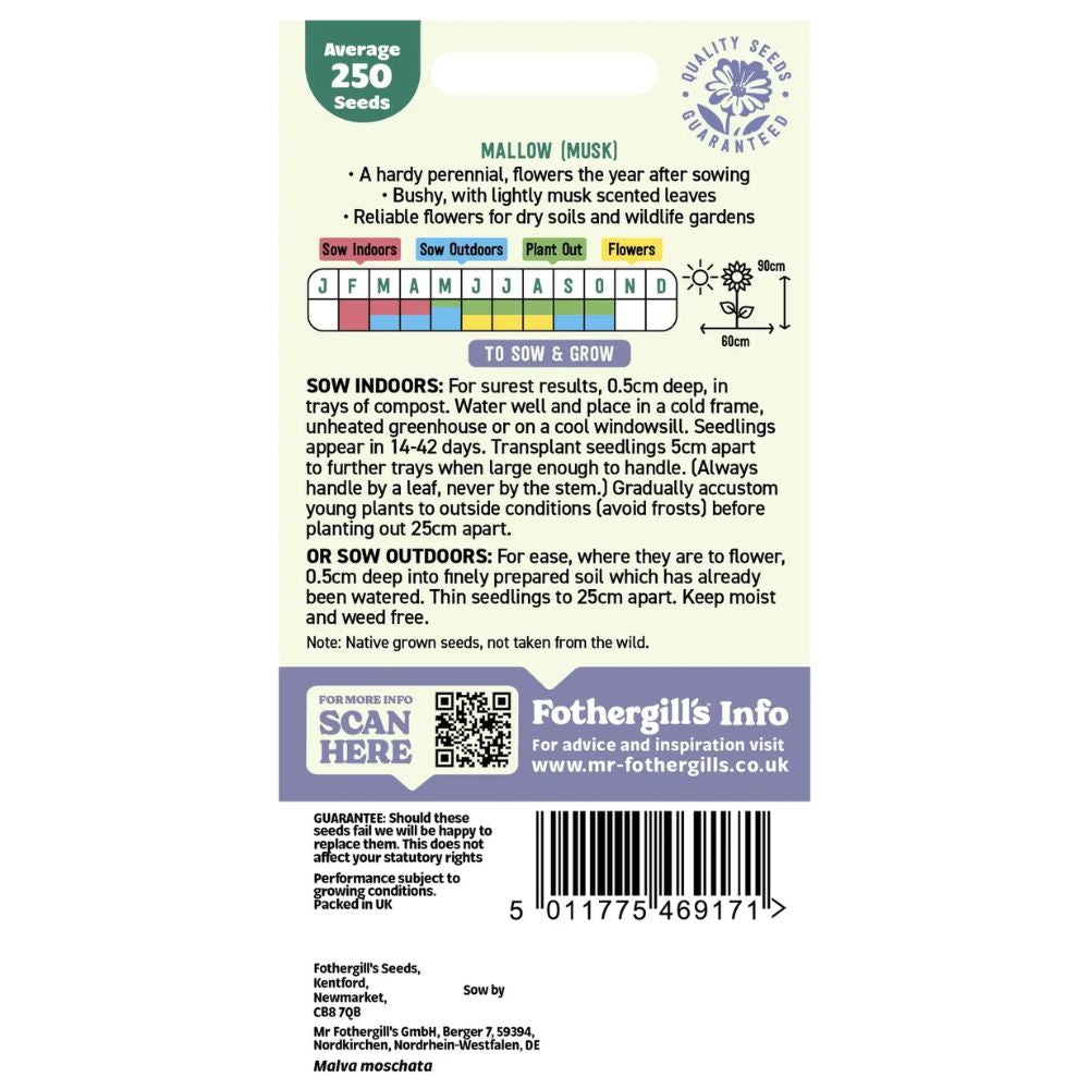 Mr Fothergill's Nature's Helpers Musk Mallow Wildflower Seeds