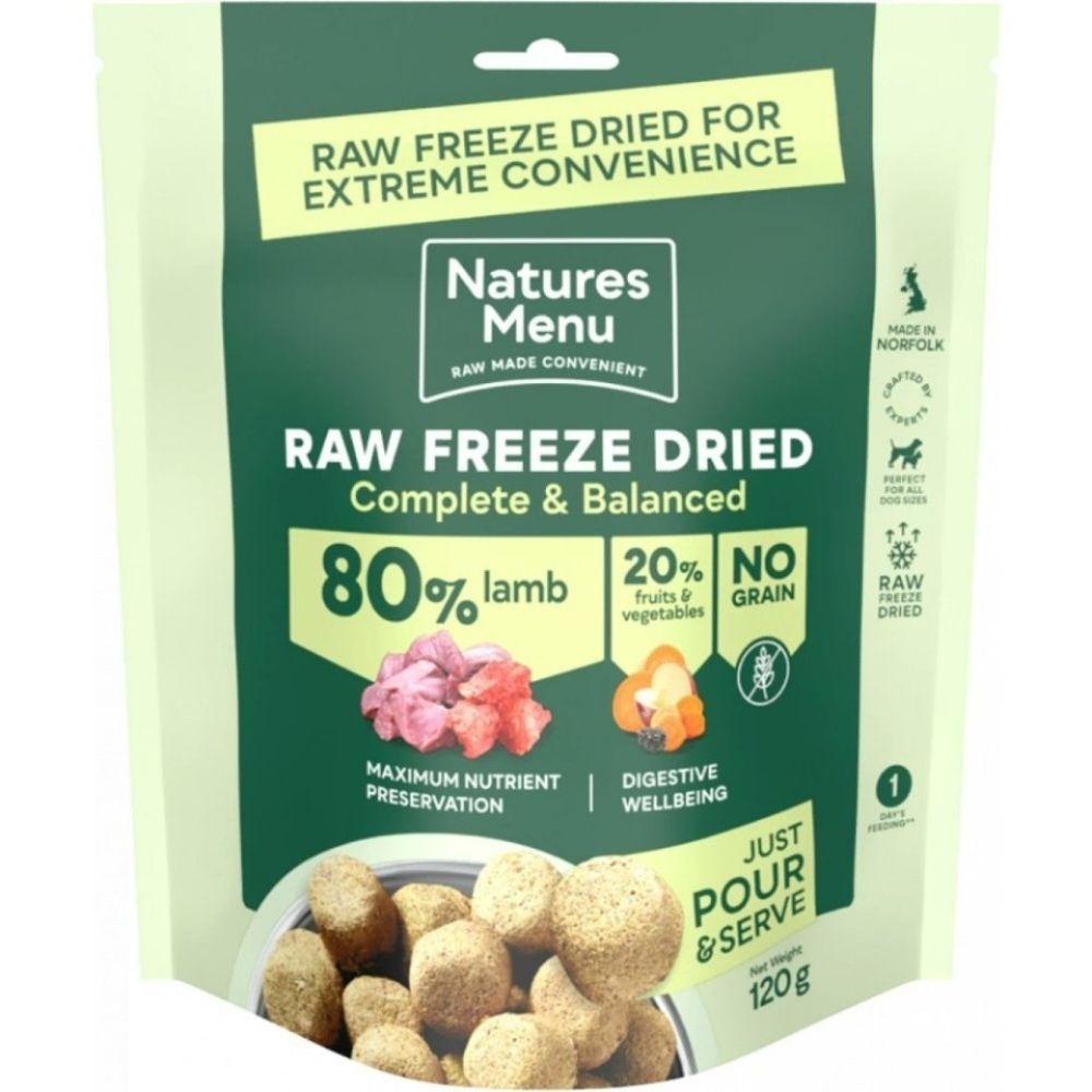 Natures Menu 120g Freeze Dried Complete & Balanced 80/20 Lamb Dog Treats