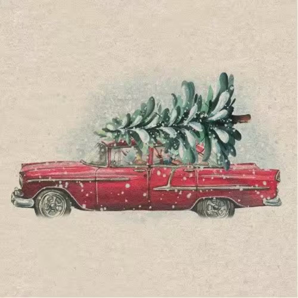 N.J Products 33cm Car Xmas Tree Napkins (Pack of 20)