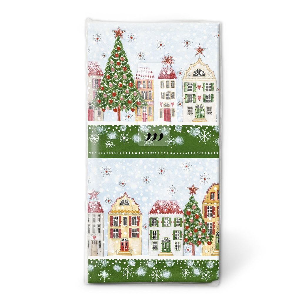 N.J Products Christmas Town Hanky (Pack of 10)